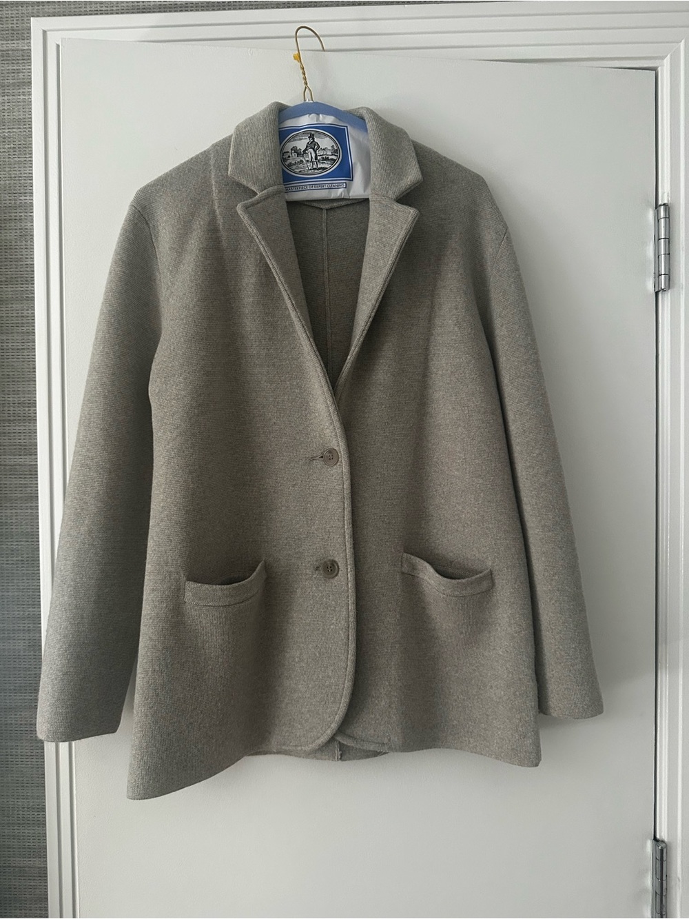 J Crew Merino Wool Blend Grey Button Front Coat